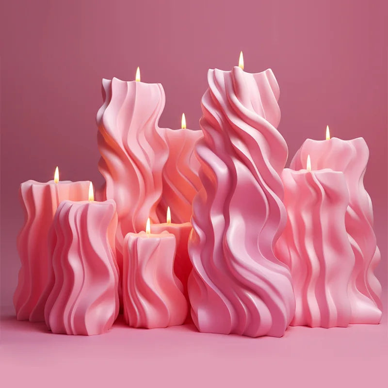 Wave cylindrical candle mold