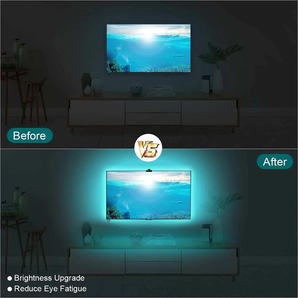 RGBIC LED TV Backlight Strip with Color Picking Sensor Music Sync App and Controler