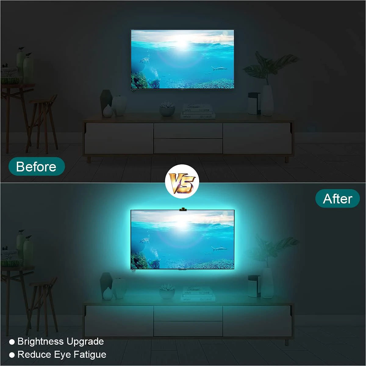 RGBIC LED TV Backlight Strip with Color Picking Sensor Music Sync App and Controler