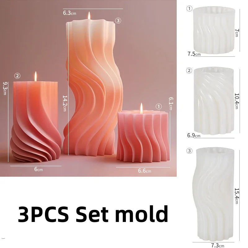Wave cylindrical candle mold
