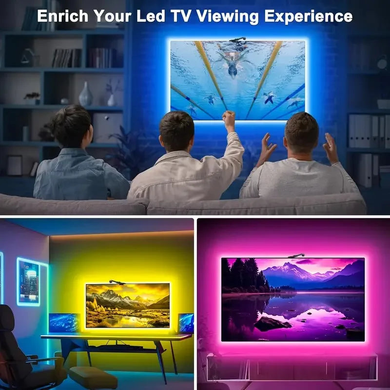 RGBIC LED TV Backlight Strip with Color Picking Sensor Music Sync App and Controler