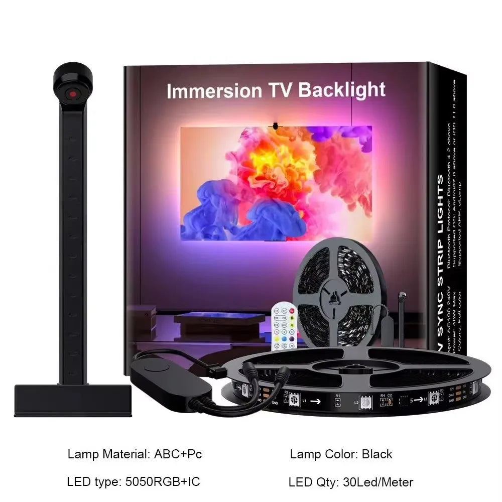 RGBIC LED TV Backlight Strip with Color Picking Sensor Music Sync App and Controler