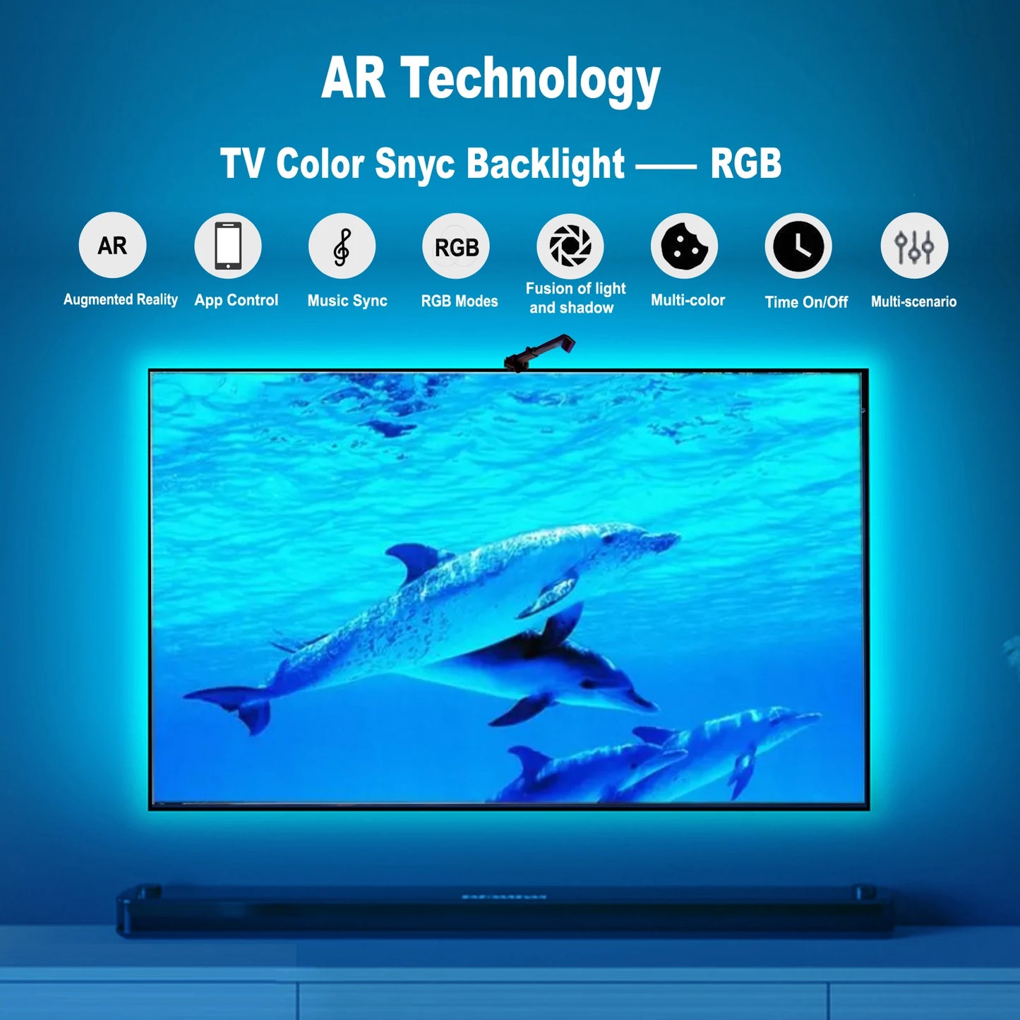 RGBIC LED TV Backlight Strip with Color Picking Sensor Music Sync App and Controler